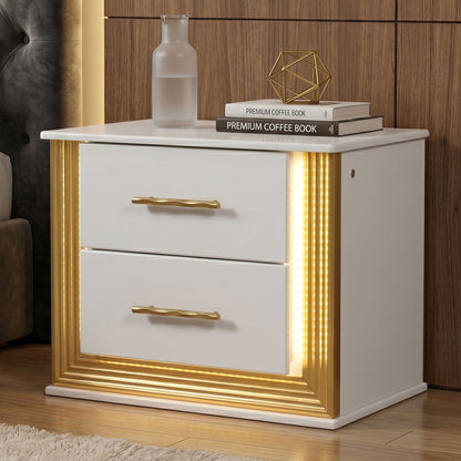 Obsession - 2 Drawer LED Nightstand - White