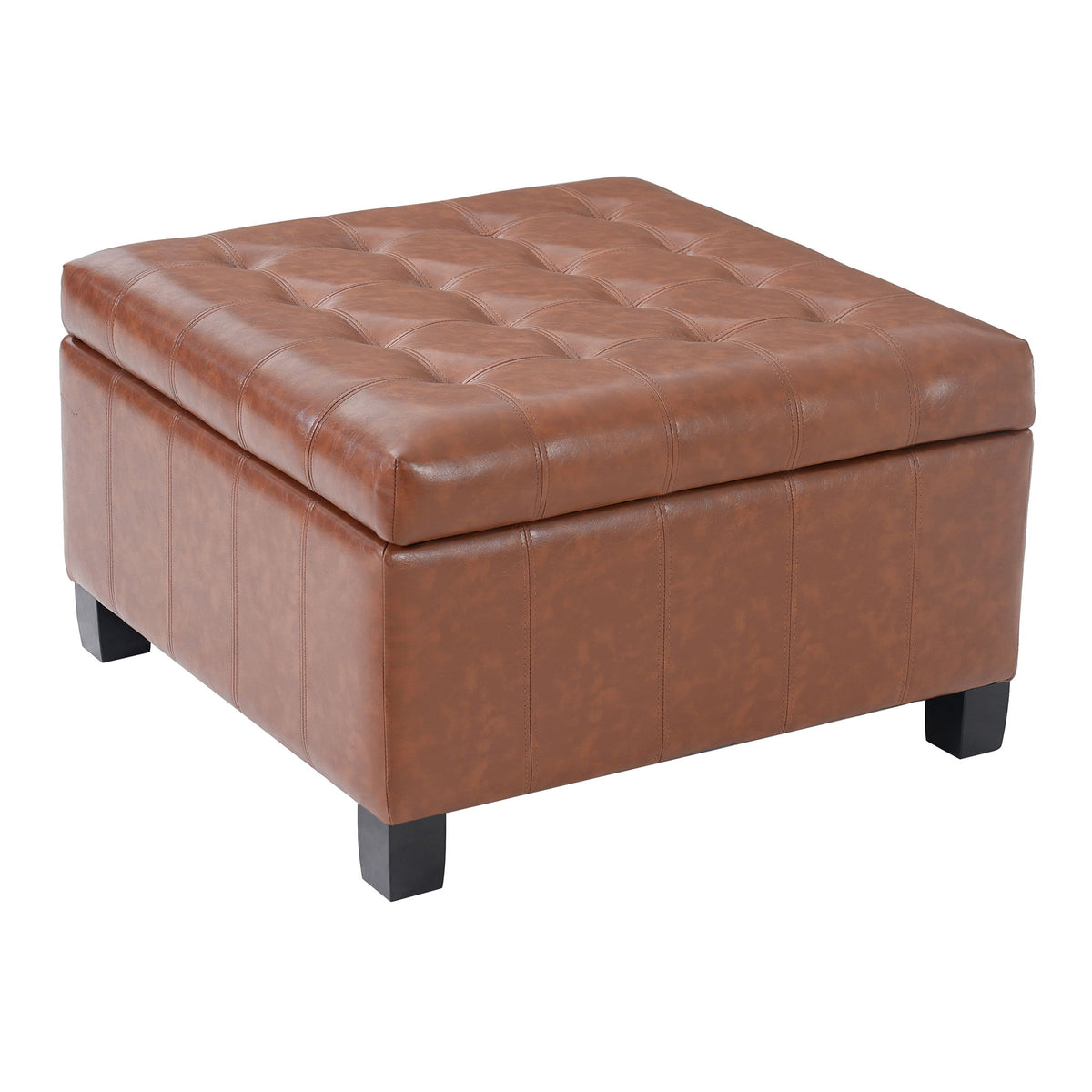 Square Tufted Indoor Ottoman With Lift-Top Storage