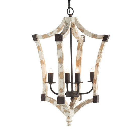 4 Light Chandelier, Hanging Light Fixture With Adjustable Chain For Kitchen, Bulb Not Included - Cream