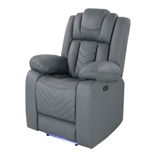 Raize - Power Recliner With LED Functionality - Gray
