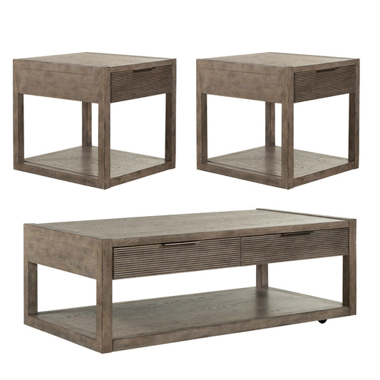Bartlett Field - 3 Piece Table Set (1 Cocktail 2 End Tables) - Dusty Taupe