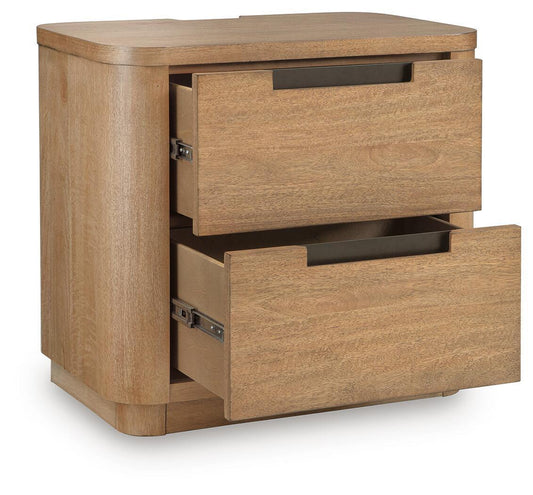 Pamaria - Two Drawer Night Stand - Light Brown
