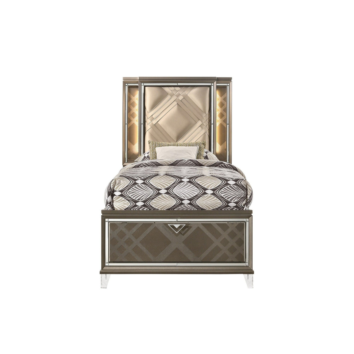 Skylar - Full Bed With LED & Storage - Champagne