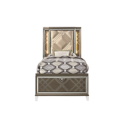 Skylar - Full Bed With LED & Storage - Champagne