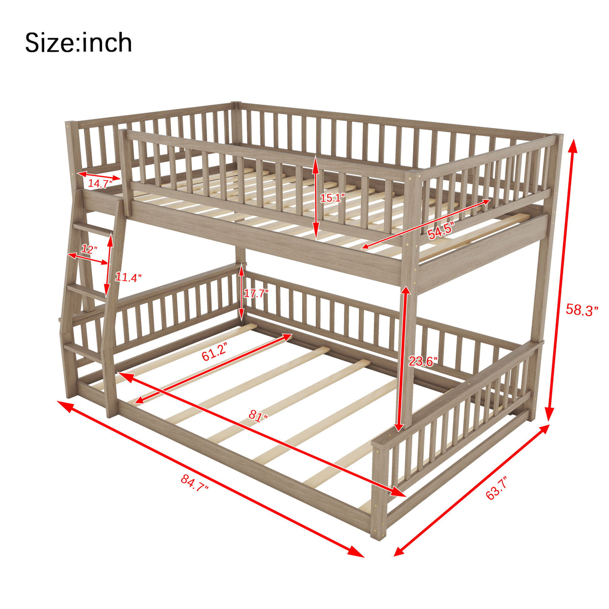 Bunk Bed With Ladder And Guardrails