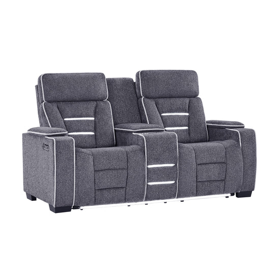 Austin - Console Reclining Loveseat With Storage Arms - Gray