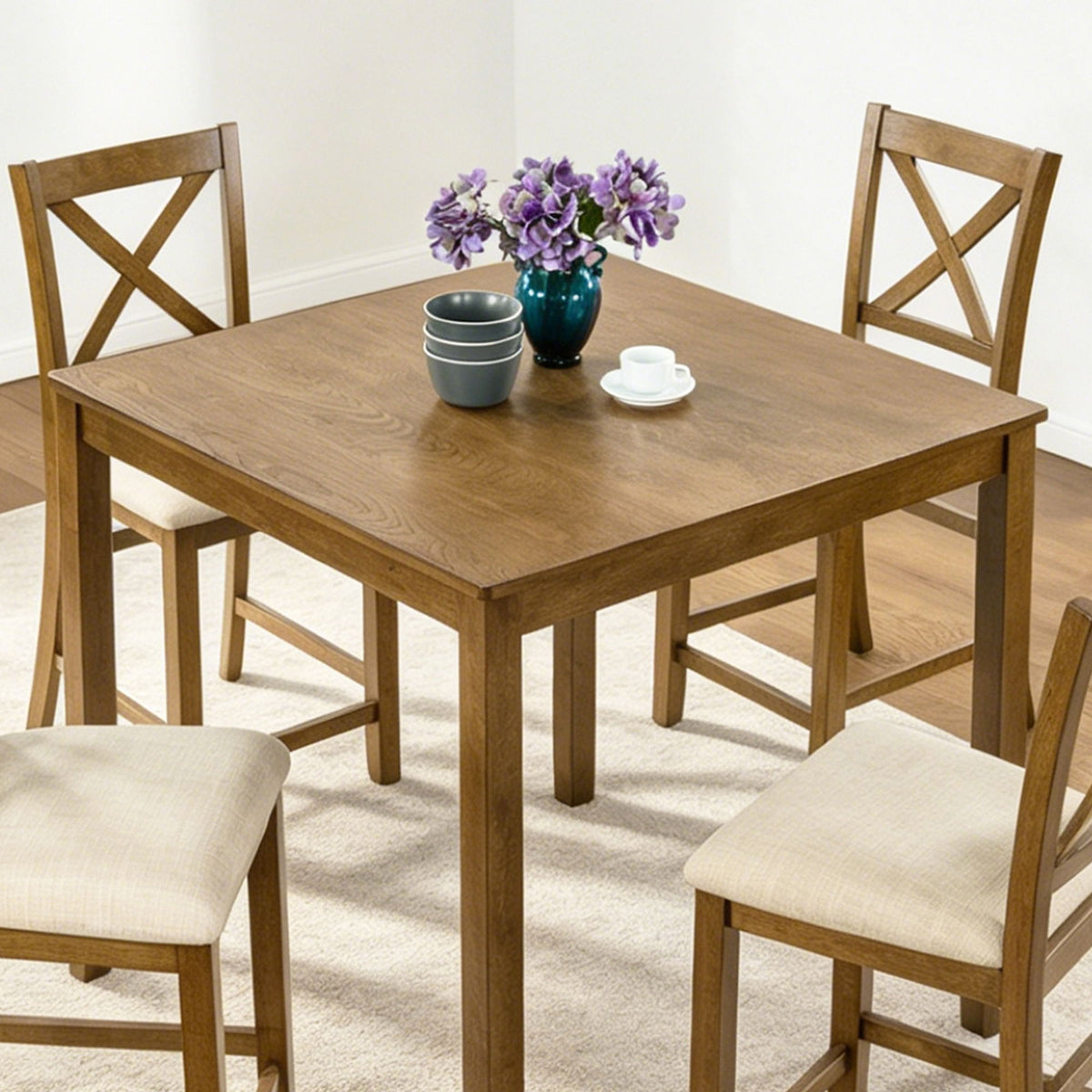 Dining Square 4 Person Counter Height Table, Only The Table - Oak