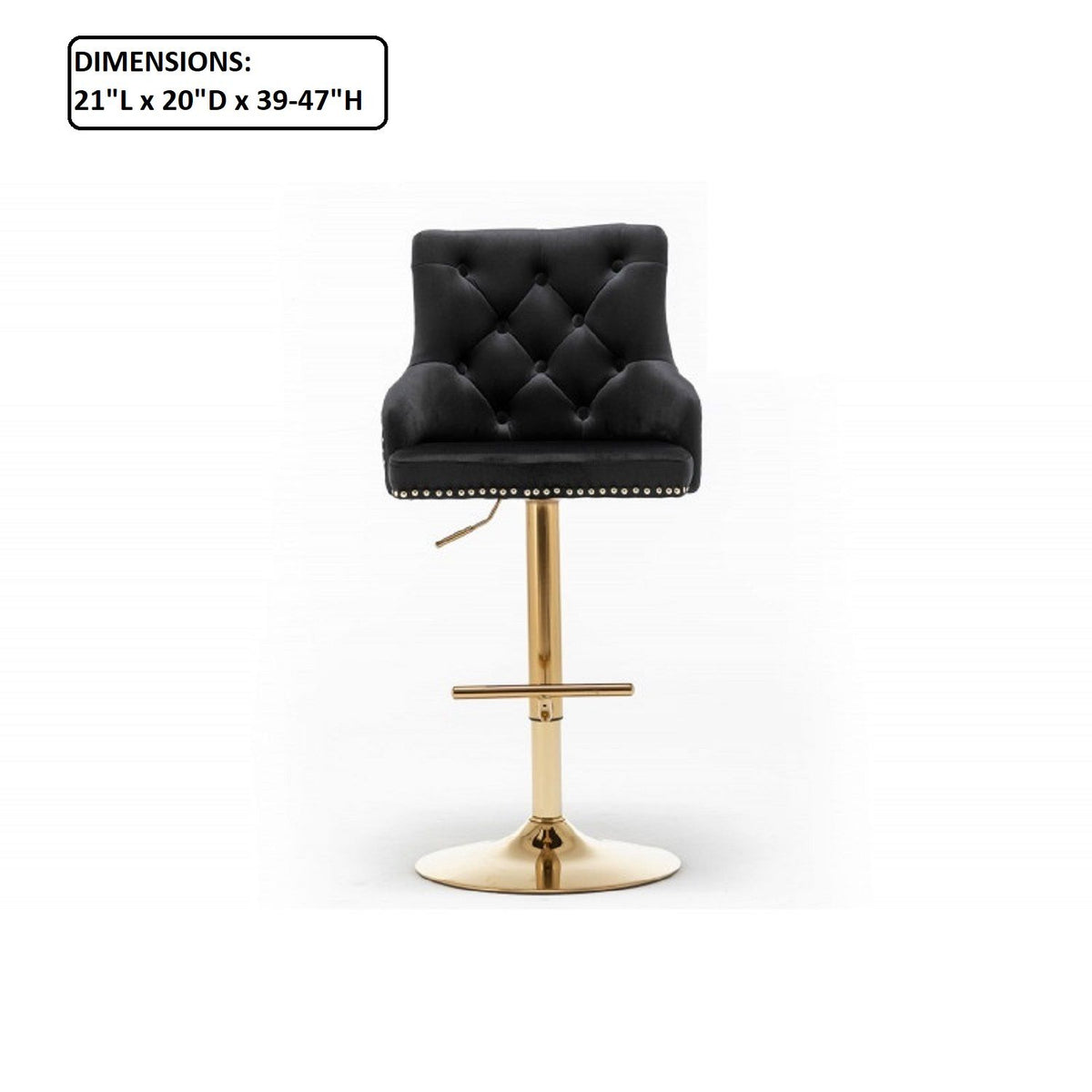 Adjustable Swivel Bar Stool With Nailhead Trim (Set of 2)