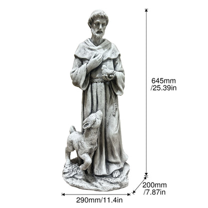 Magnesium Oxide Saint Statue With Lamb Weatherproof Religious Sculpture Garden Church Decor Ornament