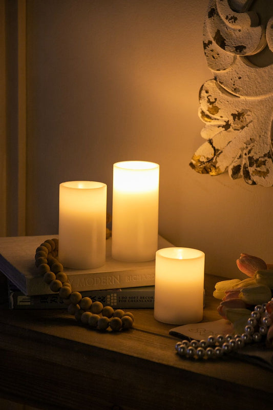 LED Candles With Remote Timer (Set of 3) - White