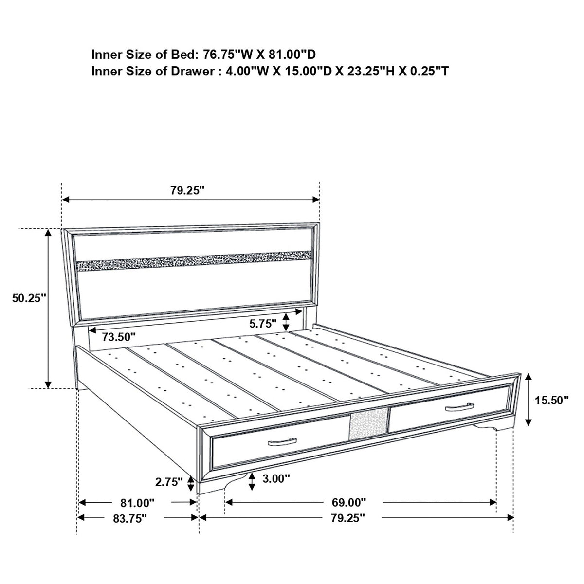 Storage Platform Bed 2 Drawer