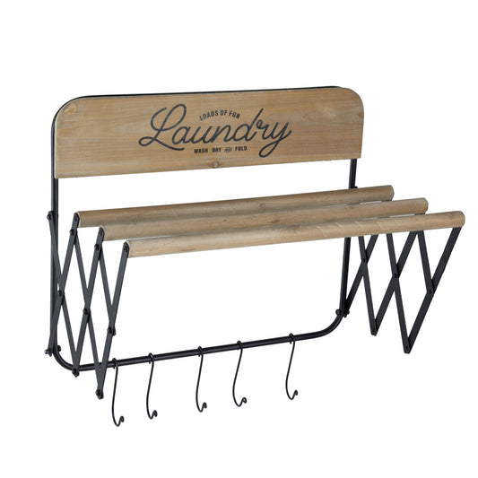 Laundry Rack With Accordion Design - Brown / Black - Black Brown