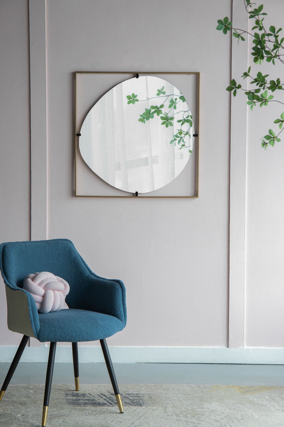 Poppy Mirror With Metal Frame Contemporary Design For Bathroom, Entryway Wall Decor
