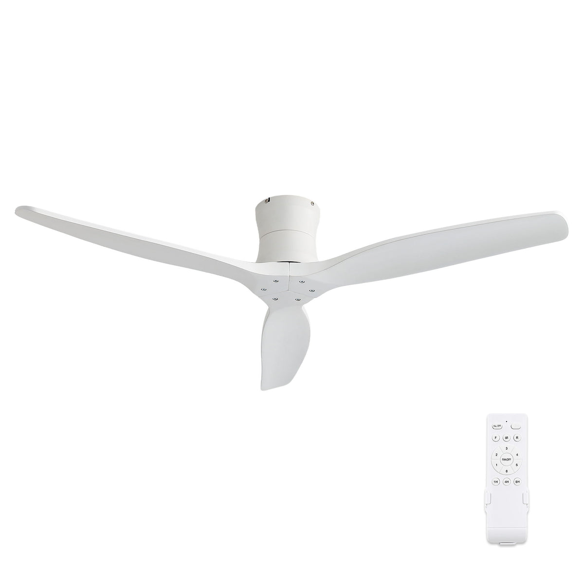 52" Ceiling Fan, No Light Flush Mount Low Profile 3 Blades With Remote Control