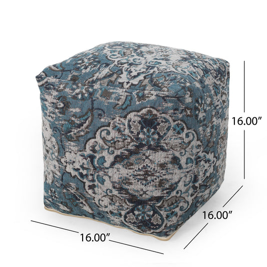 Anita - Square Pouf Ottoman And Floor Cushion - Blue