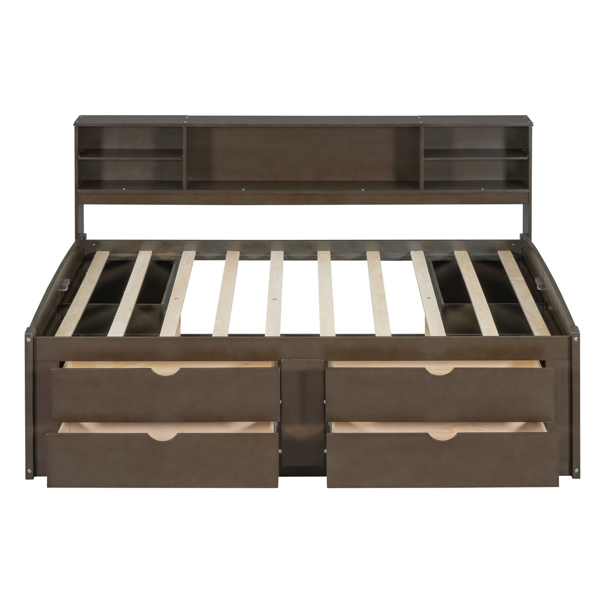 Daybed With 2 Bedside Cabinets, Upper Shelves And 4 Drawers