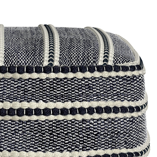 Corrie - Square Outdoor / Indoor Pouf - Navy / White