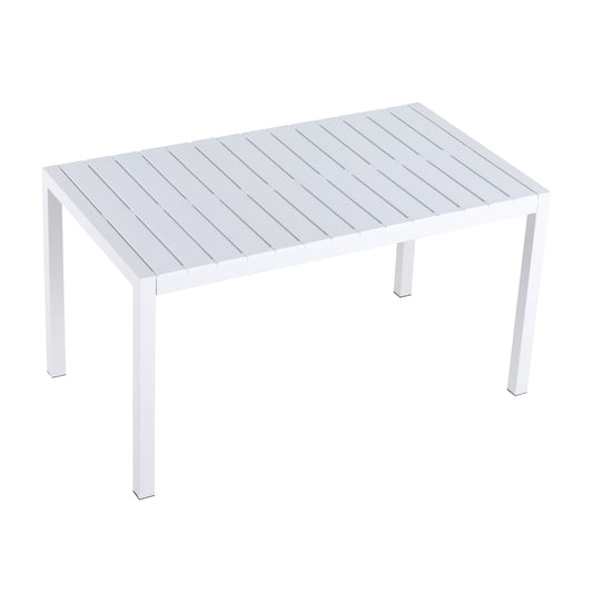 Modern Long Table, UV Resistant And Rust Proof, Pp Tabletop, UV Resistant Powder Coated Metal Legs - Snow White