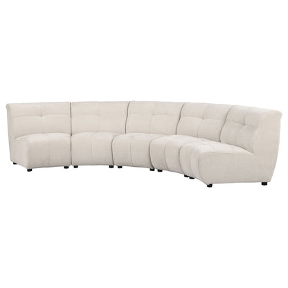 Oliver - 5 Piece Upholstered Sectional Sofa With Curved Silhouette - Ivory