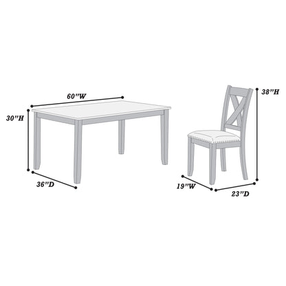 7 Piece Dining Room Furniture, Table And 6 Chairs Set - Gray