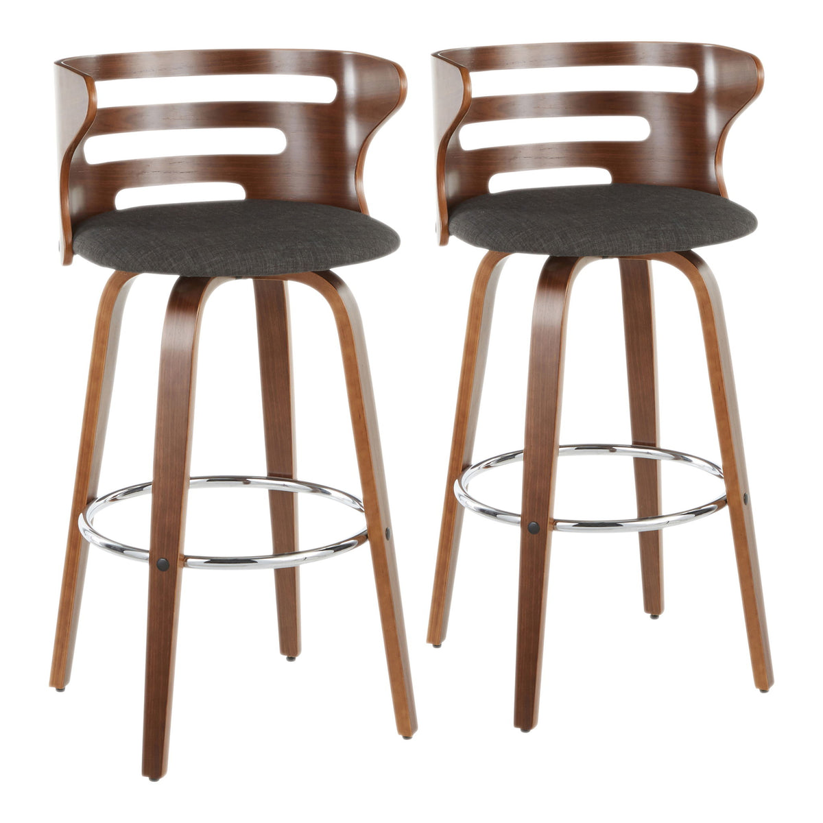 Cosini - Mid-Century Modern Barstool With Swivel (Set of 2) - Charcoal