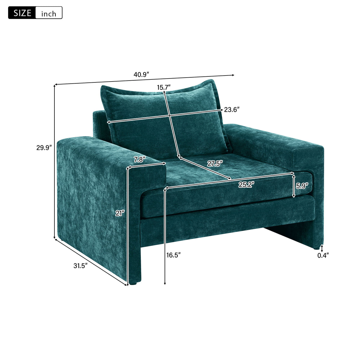 Upholstered Accent Chair With Wide Armrests And Ergonomic Back Support