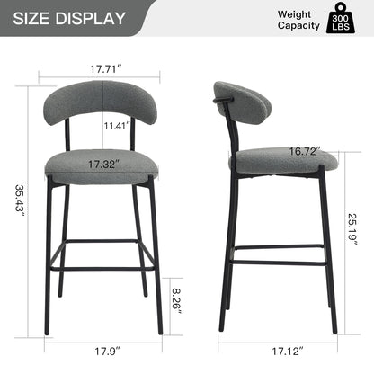 Counter Height Bar Stools With Powder Coating Base And Footrest