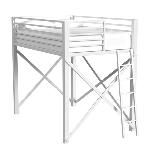 Talia - Full Loft Bed Fences, Long Rails, Long X Bar And Slats - White