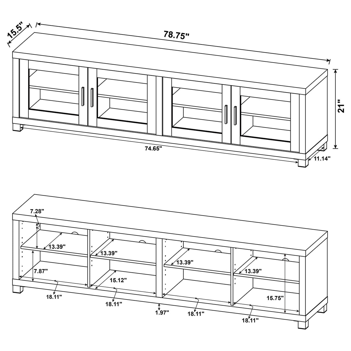 Arnaud - 3 Piece TV Stand Set With Storage - Black