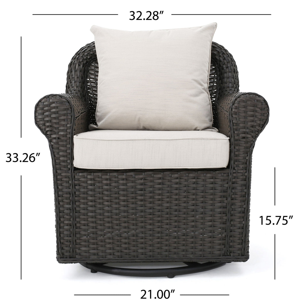 Amaya - Outdoor Swivel Rocker Chair With Water Resistant Cushions - Brown / Beige