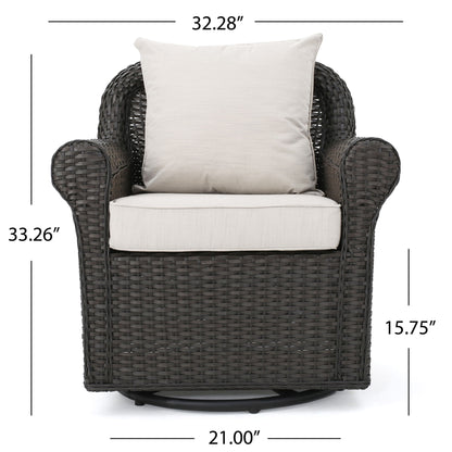 Amaya - Outdoor Swivel Rocker Chair With Water Resistant Cushions - Brown / Beige