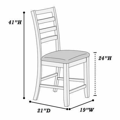 Ladder Back Design Counter Height Dining Chairs (Set of 2) - Walnut