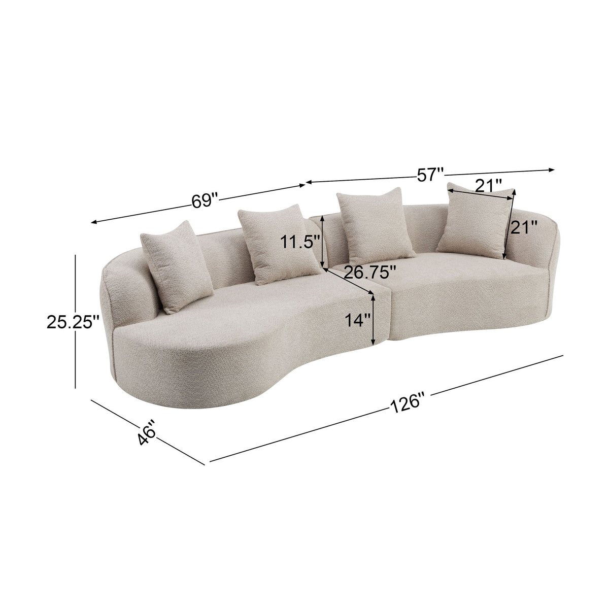 Elegant Curved Sectional Sofa With Full Foam Comfort