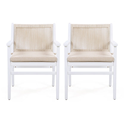 Outdoor Acacia Wood Patio Dining Armchair (Set of 2)