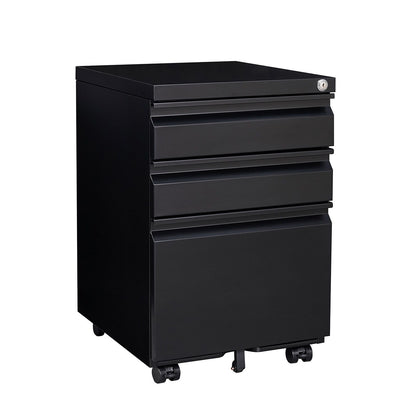 Contemporary 3 Drawer Mobile Filing Cabinet With Lock, Metal Office Storage For Legal / Letter Size