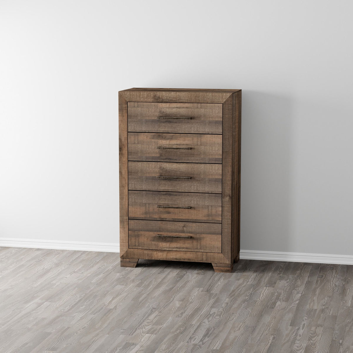 5 Drawer Chest With Casual Style - Brown