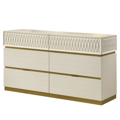 Stanley - 6 Drawer Dresser With Crocodile Texture (Mirror Not Included) - Gray