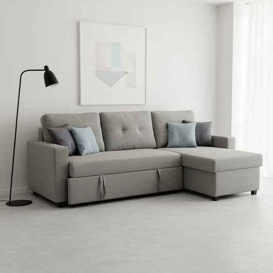 Convertible L Shaped Sectional Sleeper Sofa Bed, Saving Pull Out Couch