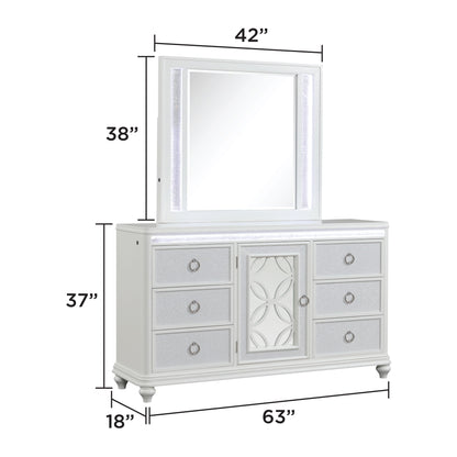 Abigale - 6 Drawer Dresser With LED (Includes Dresser Only, Mirror Not Included) - White