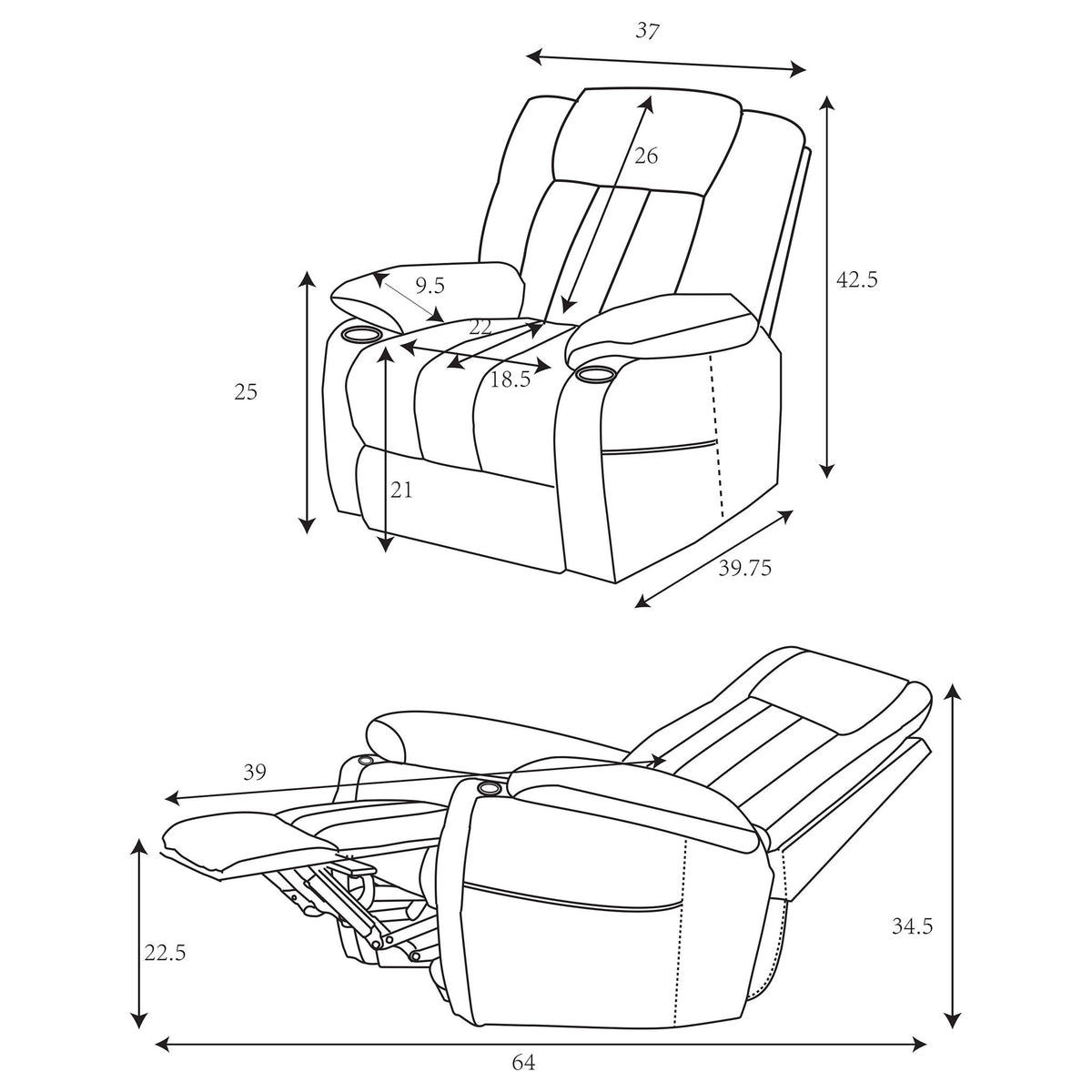 Beca - Upholstered Power Lift Recliner With Cupholders And USB Charging