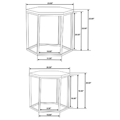 2 Piece Nesting Table With Hexagon Base - Brown