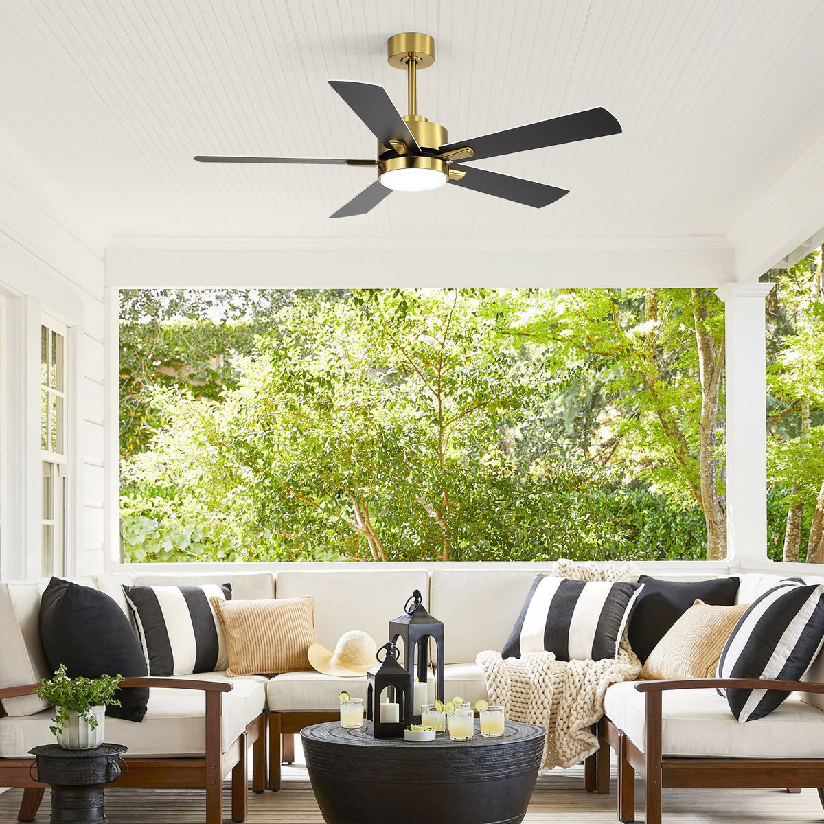 Reversible DC Motor Ceiling Fan With Dimmable LED Light For Living Room