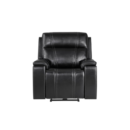 Gary - Power Recliner With Power Recline Motion, Pillow Top Arms, Hidden Cupholders - Black
