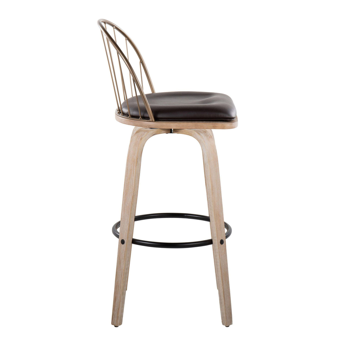 Riley - Industrial / Urban Fixed Height Barstool With Swivel With Removable Cushion (Set of 2) - White Washed / Brown