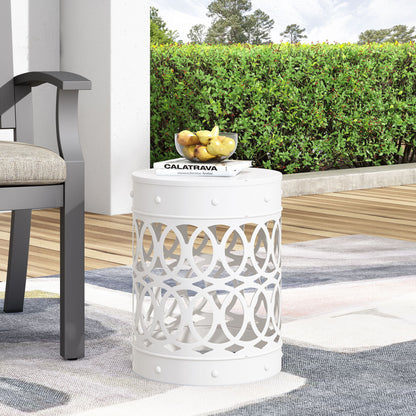 Outdoor Metal Large End Table, Modern Design