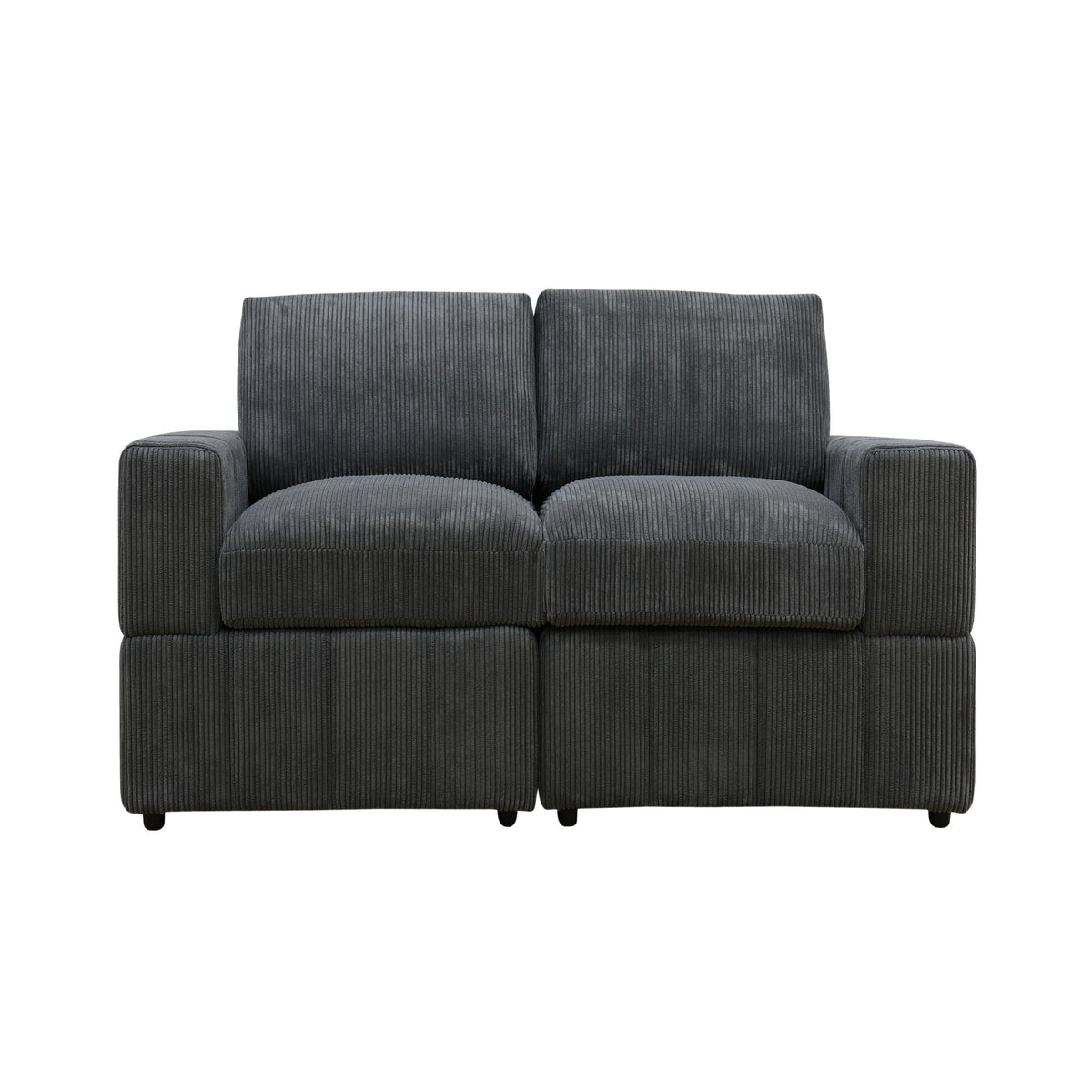 Oversized Modular Loveseat, 2 Piece Living Room Sofa Set - Dark Gray