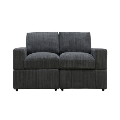 Oversized Modular Loveseat, 2 Piece Living Room Sofa Set - Dark Gray