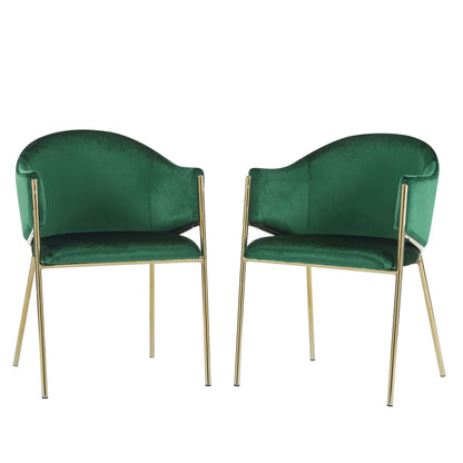 Modern Upholstered Dining Chair With Gold Metal Frame - Emerald / Gold