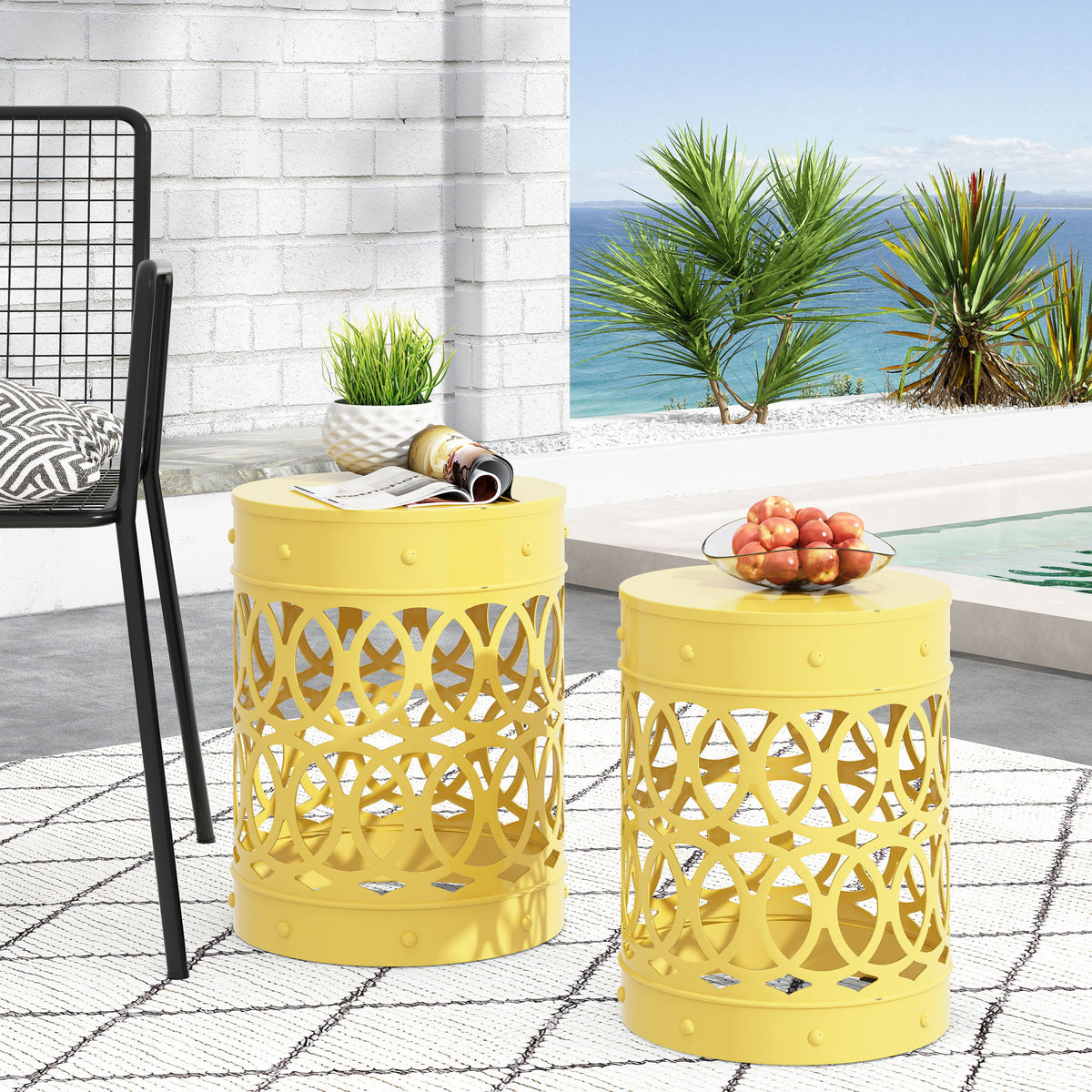 Outdoor Metal S/2 End Table