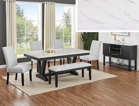 Vance Faux Tbl/Side Chairs,bench